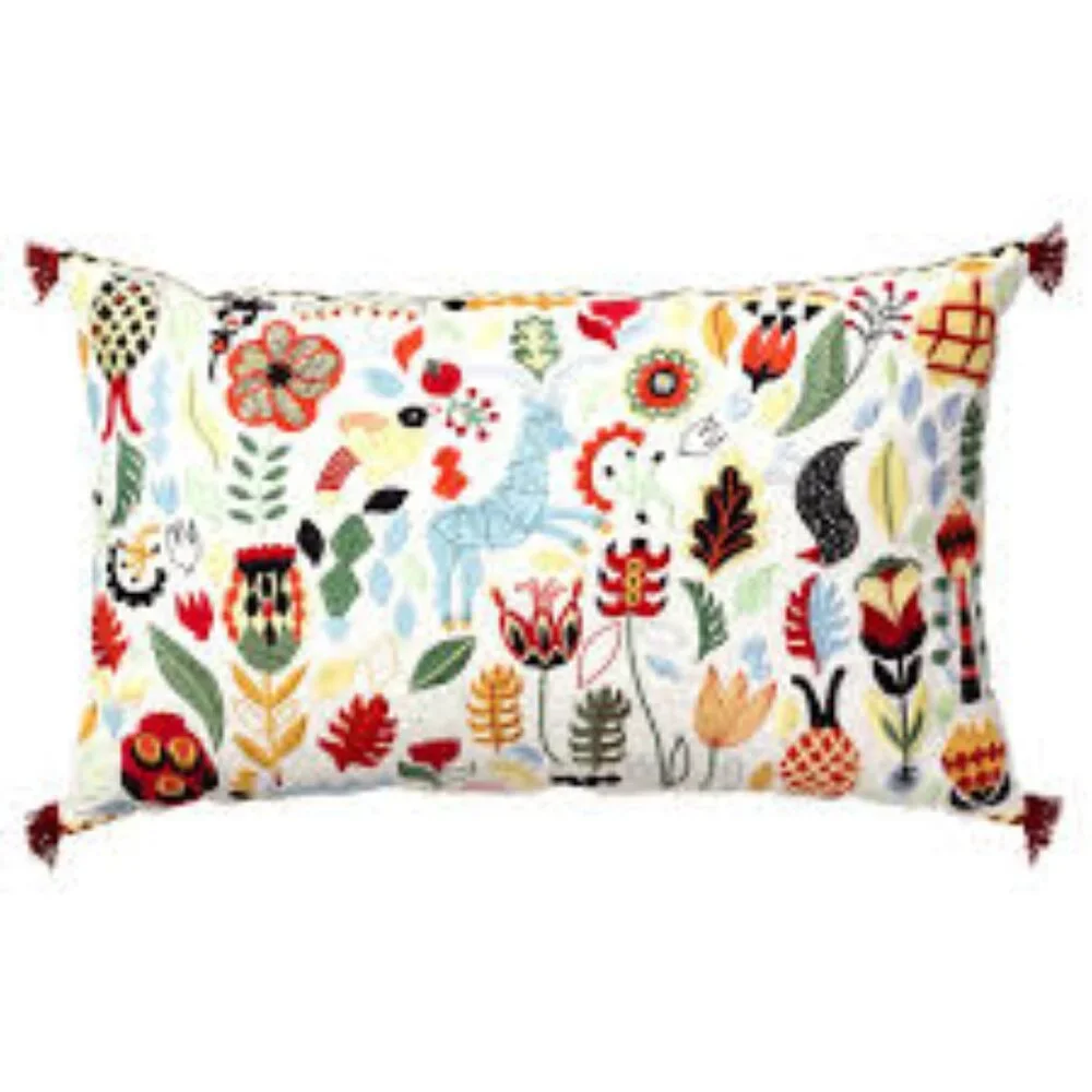 IKEA Rodarv Embroidered Decorative Throw Pillow Cover 16x26